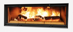 Split Pane Linear Wood Burning Fireplace